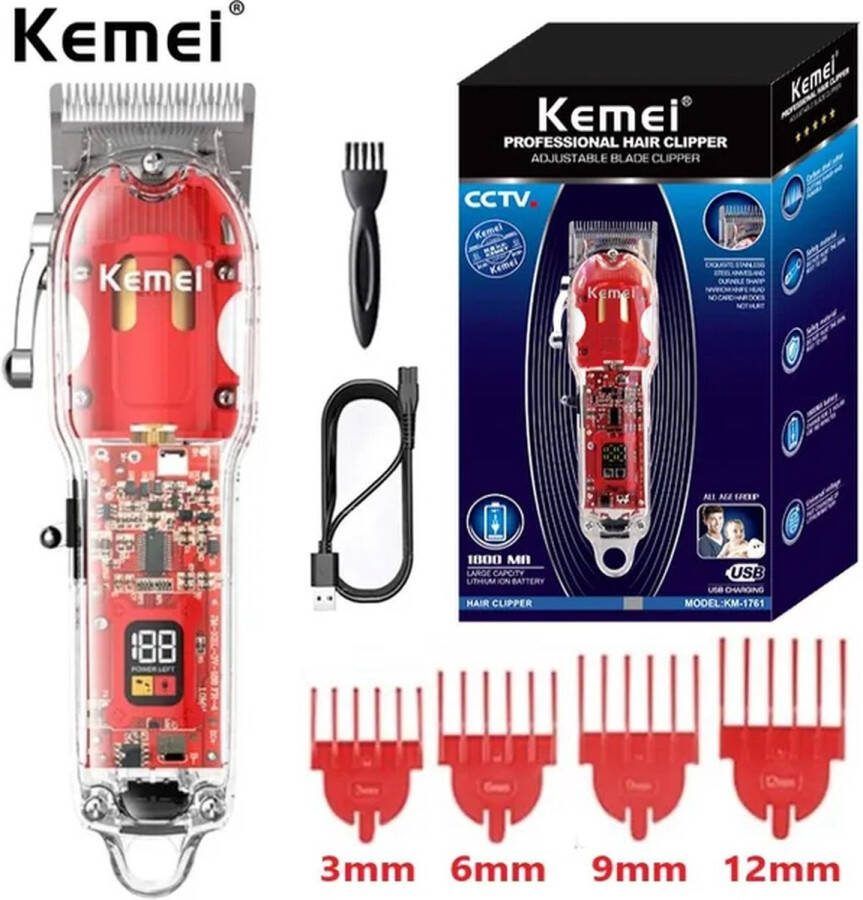 Kemei Draadloze Tondeuse Mannen Hoofdhaar Haartrimmer Kapper Haar Machine Haartondeuse Trimmer Baard Trimapparaat Barber Hair Clipper Kapper Trimmer Kappersset