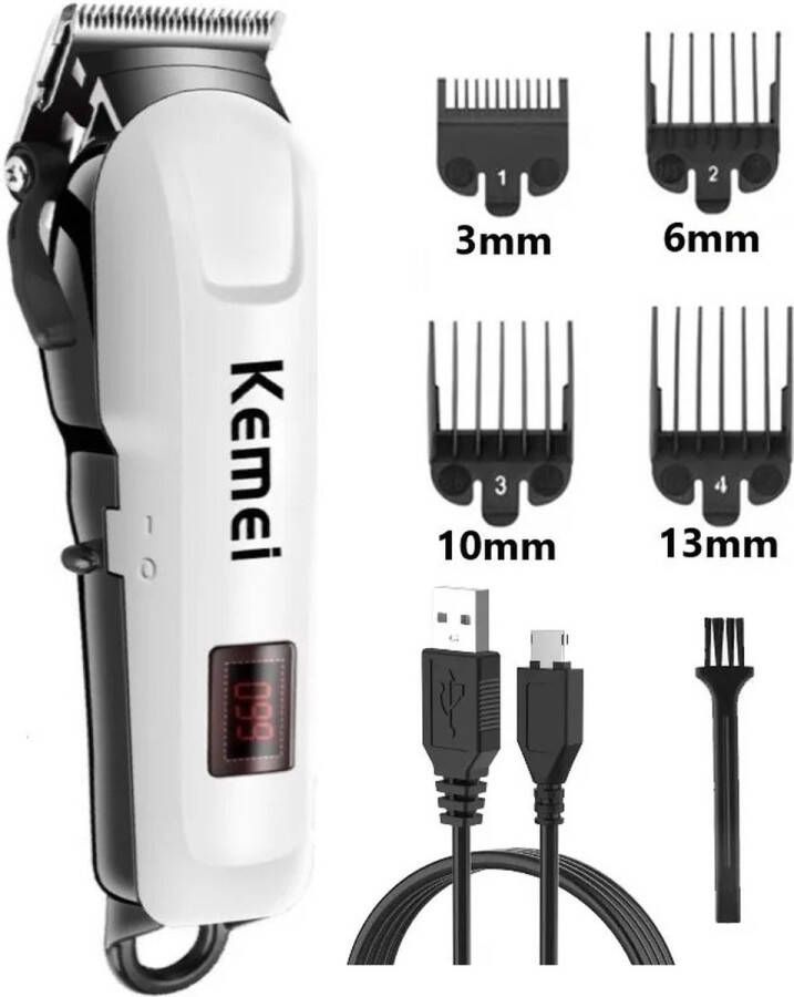 Kemei Elektrische Tondeuse Oplaadbaar Hair Cut Maching Haar Baard Trimmer Mannen