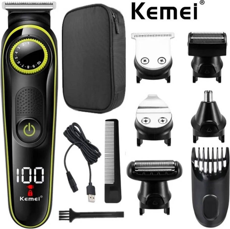 Kemei Go-shipping Scheerapparaat Bodytrimmer Tondeuse Professionele Trimmer Bodygroomer Mannen Elektrische Scheerapparaat 5 In 1 Zwart