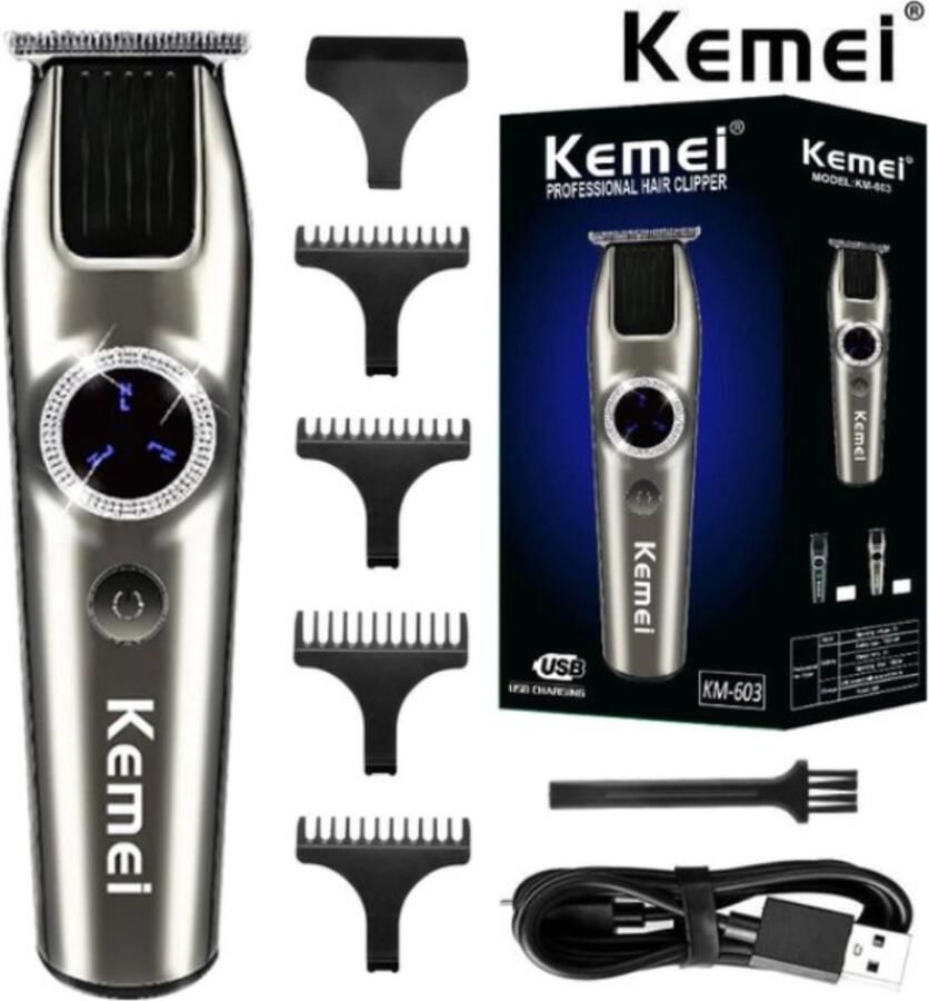 Kemei Professionele Tondeuse Draadloze Tondeuse Mannen Tondeuse hoofdhaar Haartrimmer Grijs Tondeuses Trimmer Mannen