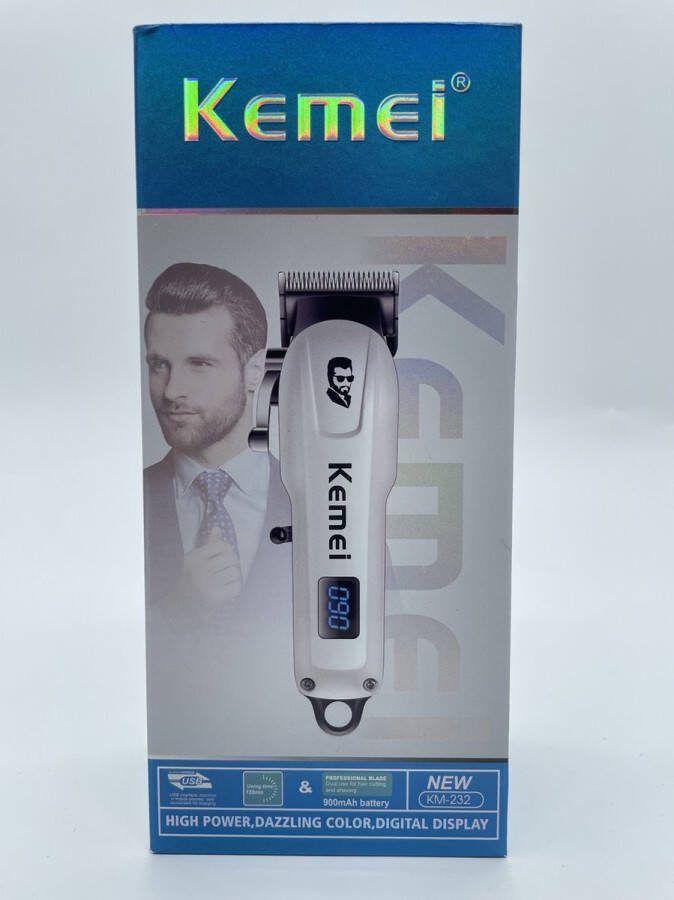 Kemei KM-232 Professionele Tondeuse met Usb Opladen Draadloze Haar Trimmer Met Lcd scherm met meerdere opzet stukken
