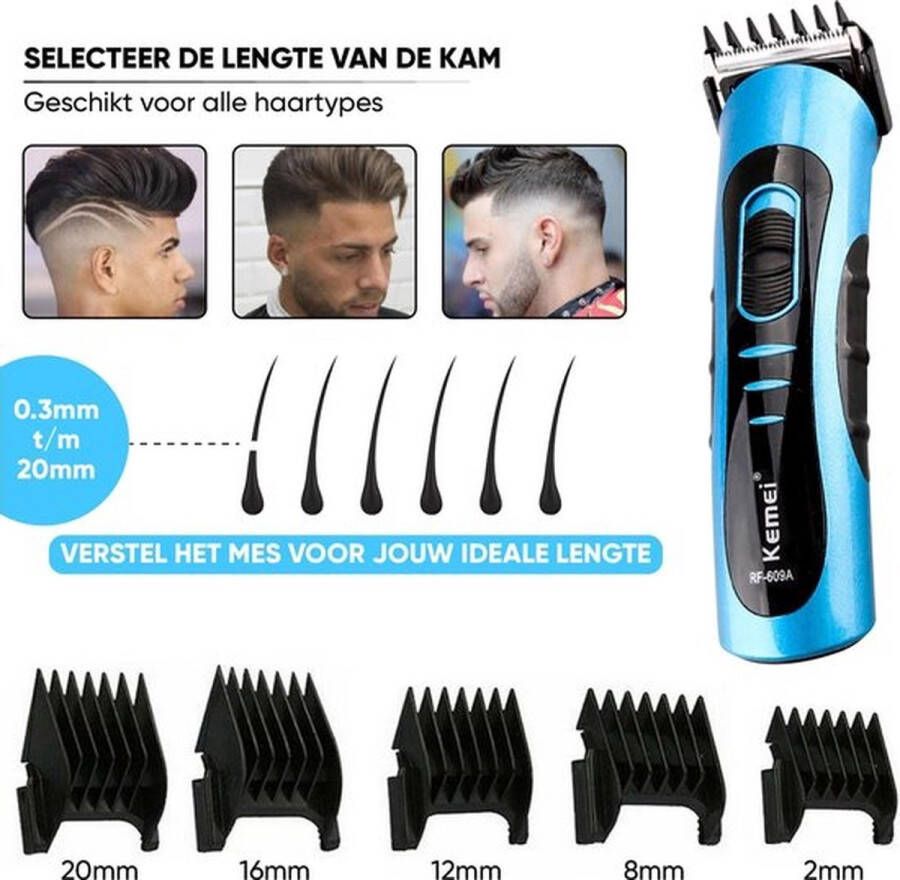 Kemei Professional KM609B Tondeuse en trimmer Oplaadbaar en draadloos