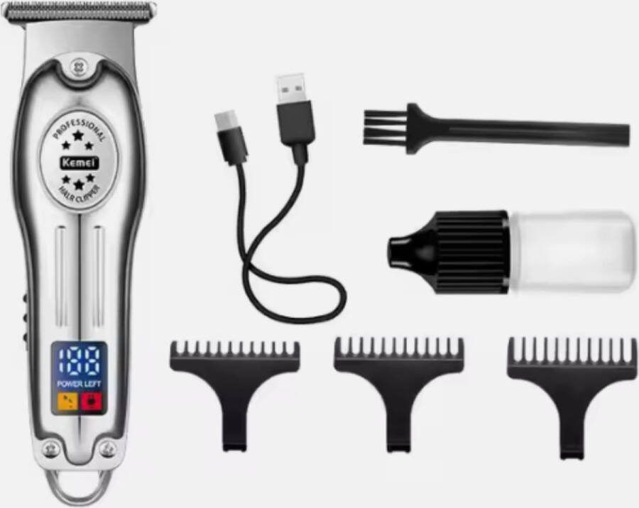 Kemei Professionele Tondeuse Draadloze Tondeuse Mannen Tondeuse hoofdhaar Haartrimmer Zilver Tondeuses Trimmer Mannen