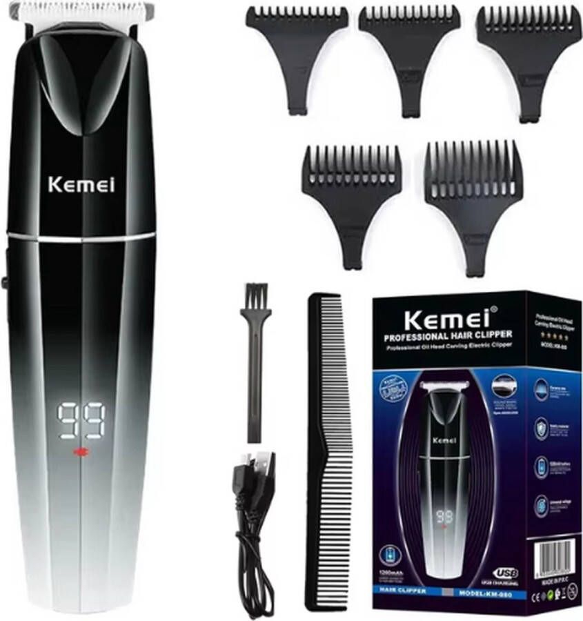 Kemei Professionele Tondeuse Draadloze Tondeuse Mannen Tondeuse hoofdhaar Haartrimmer Zwart Tondeuses Trimmer Mannen