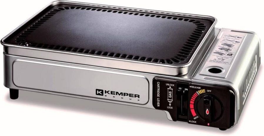 Kemper draagbare Plancha grill in koffer draagbare gasbarbecue zonder gasfles