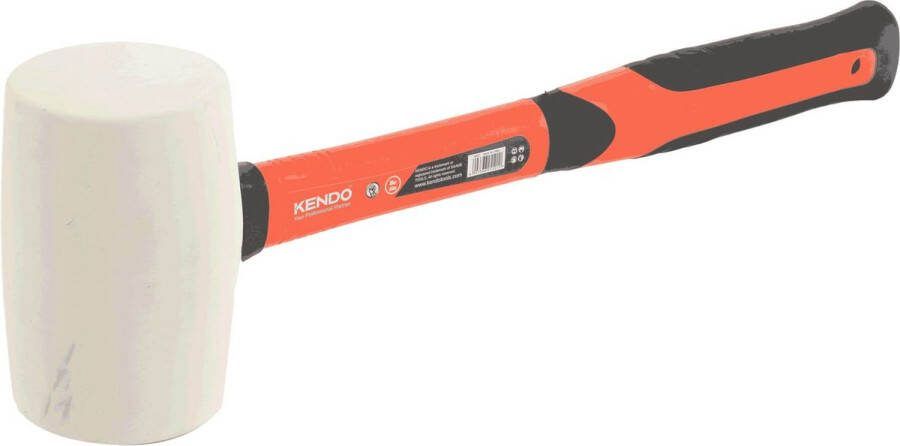 Kendo Rubber hamer 450 gram met ergonomisch fiberglas handvat Dubbelzijdige witte rubberhamer fibersteel