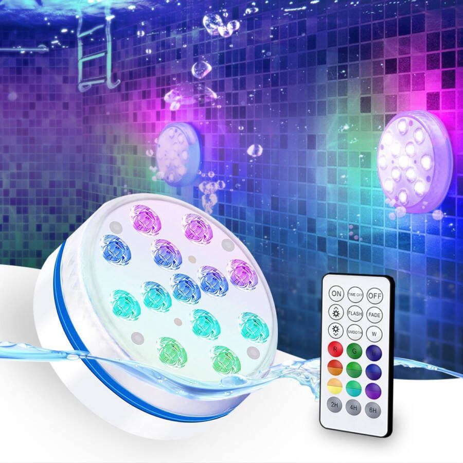 KENN Zwembadverlichting 2.0 Afstandsbediening 13 LED's Met Magneten & Zuignappen Volledig Waterdicht Vijververlichting Onderwater Lichtshow Vernieuwde Versie Jacuzzi Verlichting Underwater Lightshow Onderwater Verlichting