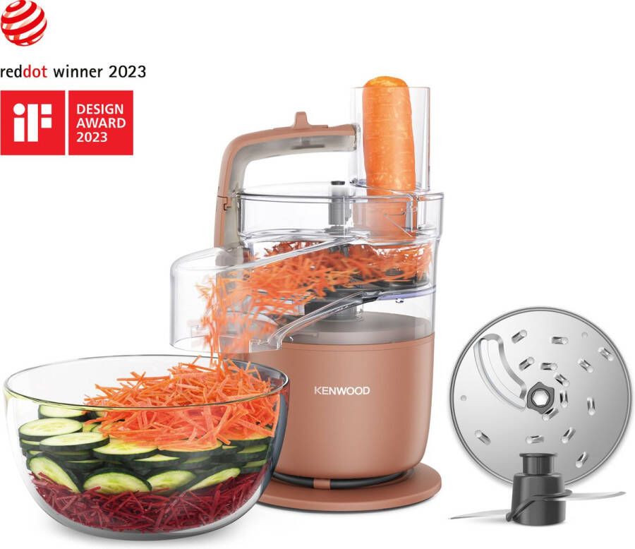 Kenwood MultiPro Go Foodprocessor FDP22.130RD Snij Rasp direct op je bord Opbergen in je keukenlade Veelzijdig: hakken snijden raspen Vaatwasser bestendige accessoires -[onderdeel GO collectie]