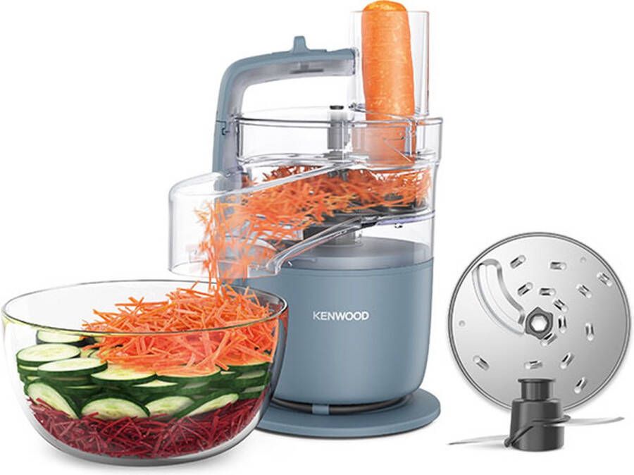Kenwood MultiPro Go FDP22.130GY Foodprocessors Blauw Snijd Rasp direct op je bord Opbergen in je keukenlade Veelzijdig: hakken snijden raspen Vaatwasser bestendige accessoires [onderdeel GO collectie] - Foto 2