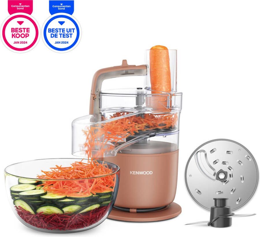 Kenwood MultiPro Go Foodprocessor FDP22.130RD Snij Rasp direct op je bord Opbergen in je keukenlade Veelzijdig: hakken snijden raspen Vaatwasser bestendige accessoires -[onderdeel GO collectie]