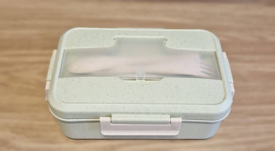 Kenz&co Lunchbox Lunch Box Broodtrommel Lunchtrommel Trommel Box Bestek Wheat BPA vrij Biologisch Bento Duurzaam Groen