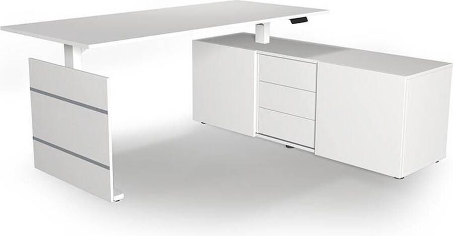 Kerkmann Zit sta bureau Move-3 wit 180cm elektrisch met archiefkast