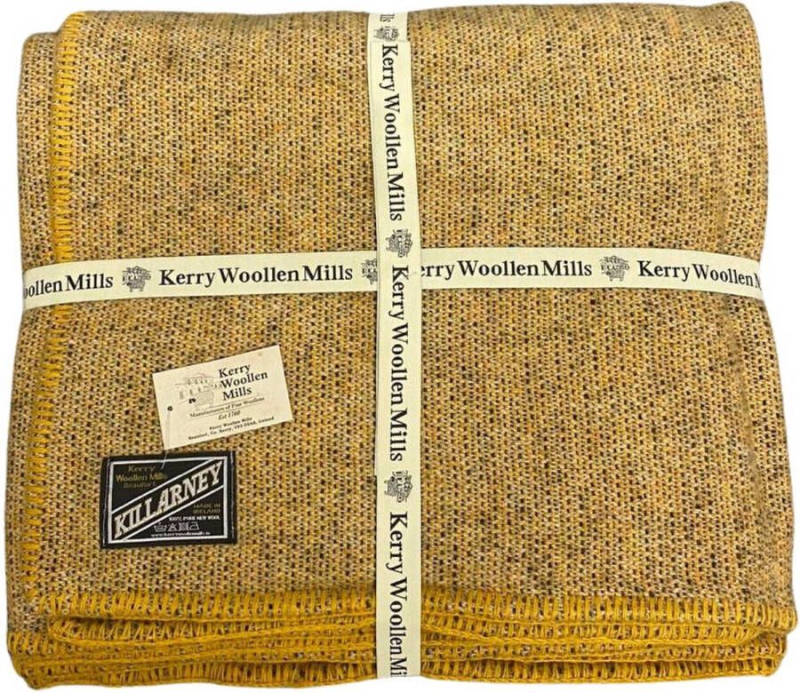 Kerry Woollen Mills Deken plaid Killarney Wol gold 275 x 225 cm zuivere wol