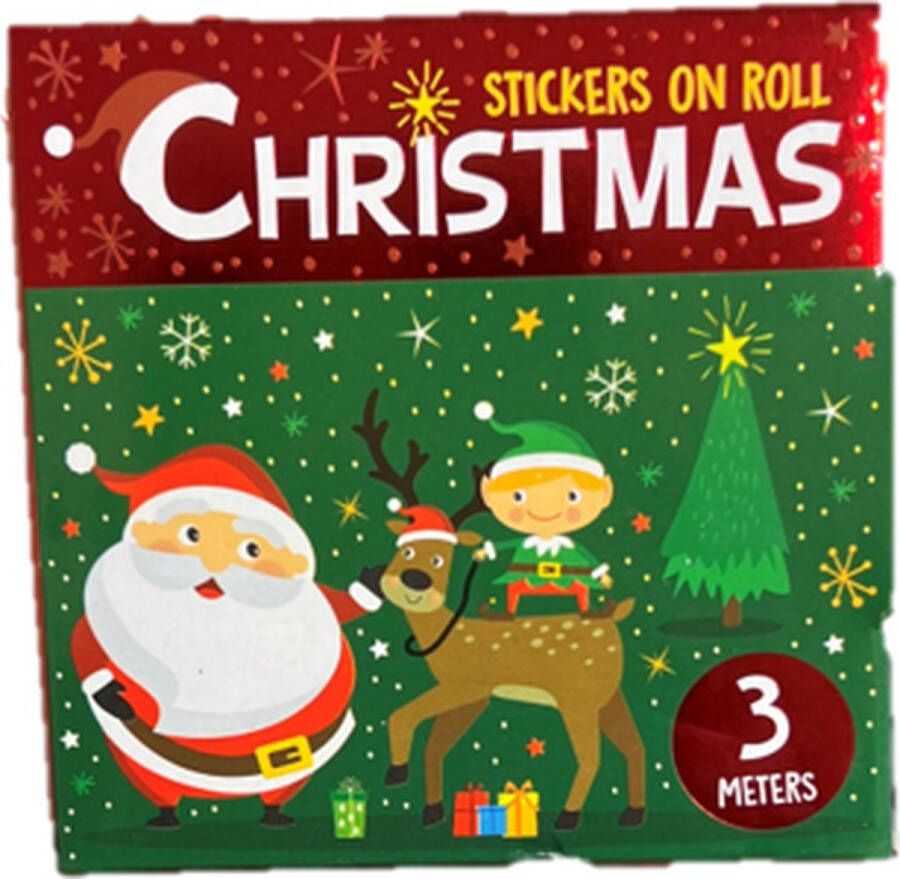 Kerst stickers decoratie feest Christmas Stickers op rol 3m 12 designs