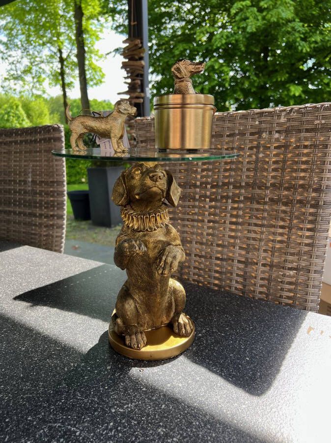 Kersten bv Etagere Hond met halsband Goud 25x25x28cm