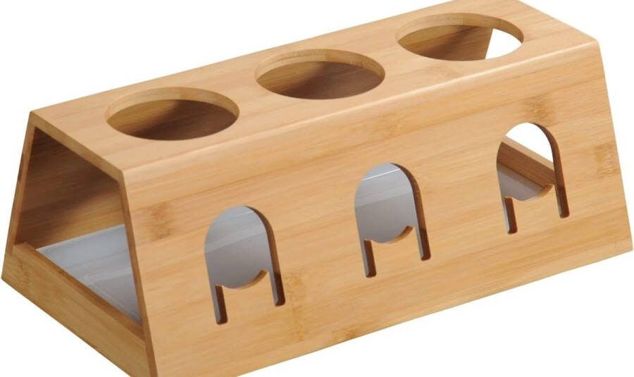 Kesper Flessenhouder voor 3 flessen of bidons Bamboe 32 x 17.5 x 12cm