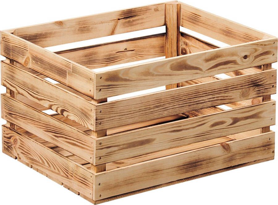 Kesper Fruitkisten opslagbox old look lichtbruin hout L46 x B36 x H28 cm Decoratie huis en tuin Kisten kistjes