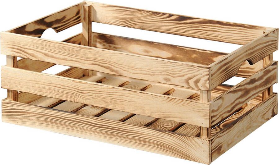 Kesper Fruitkisten opslagbox old look lichtbruin hout L58 x B39 x H24 cm Decoratie huis en tuin Kisten kistjes