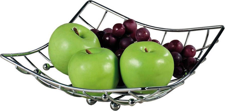 Merkloos Sans marque Fruitschaal Vierkant Schaal voor fruit Design Fruitmand Metaal Afm: 26 x 24 x 9.5 Cm Zilver kleurig