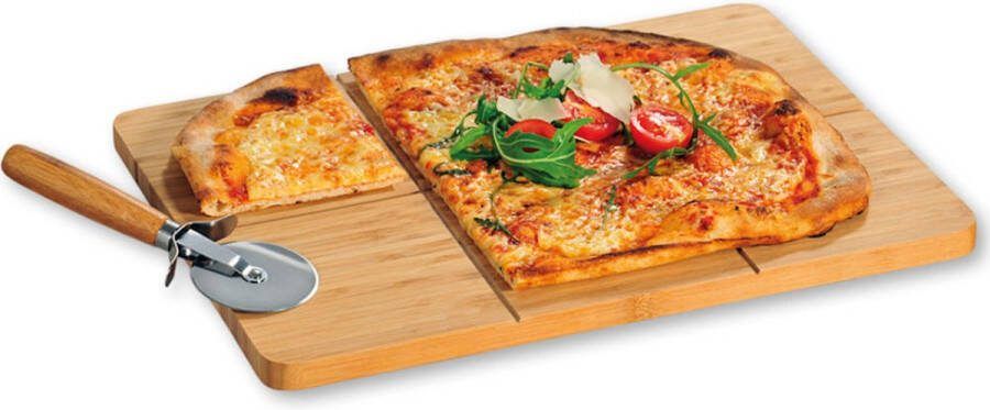 Kesper FSC Bamboe houten Pizzabord Rechthoekig Bamboo Hout Pizzaplaat Pizzaplank Pizza bord Pizza serveerplank Afm. 40 x 30 x 1.5 Cm