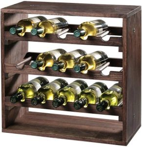 Kesper FSC Houten Wijnflessen legbordsysteem voor 15 wijn flessen | Wijnrek | Flessenrek | Wijn rek | Materiaal: Grenen Hout | Afm. 50 x 50 x 25 Cm.