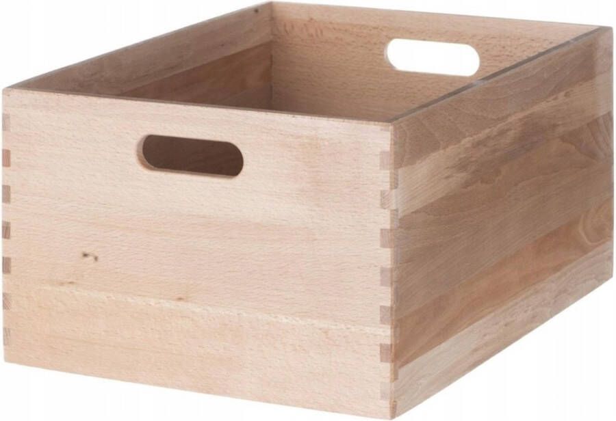 Kesper Houten Kist met Handgrepen Opslagbox FSC Beuken 40x30x20cm Stapelbaar