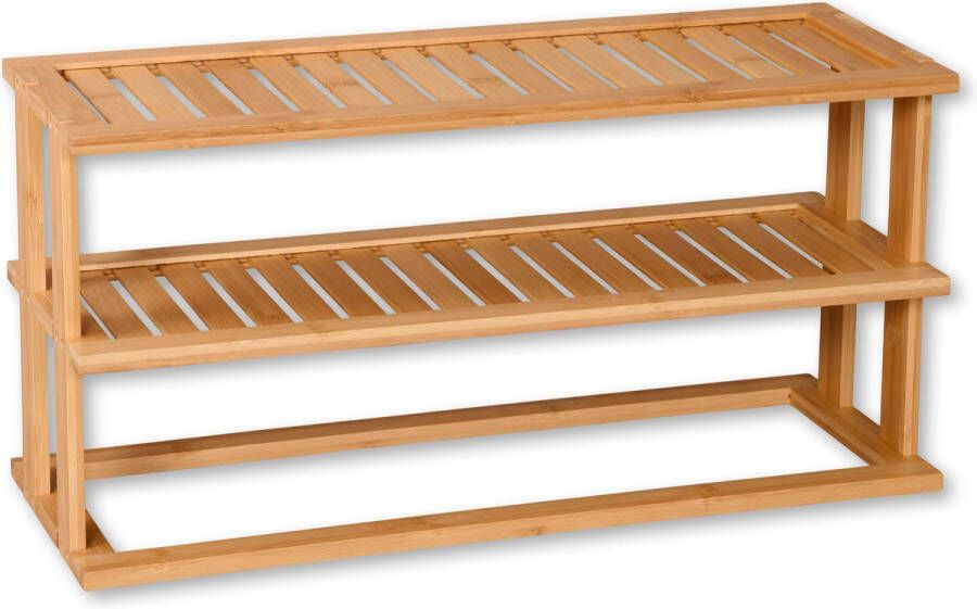 Kesper Keuken aanrecht etagiere 2 niveaus bamboe rekje organizer 55 x 20 x 27 cm lichtbruin