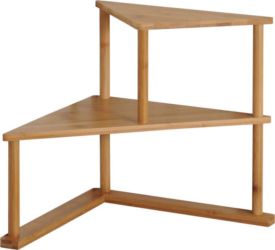 Kesper Keuken aanrecht hoek etagiere 2 niveaus bamboe rekje 52 x 30 x 39 cm lichtbruin Keukenhulphouders