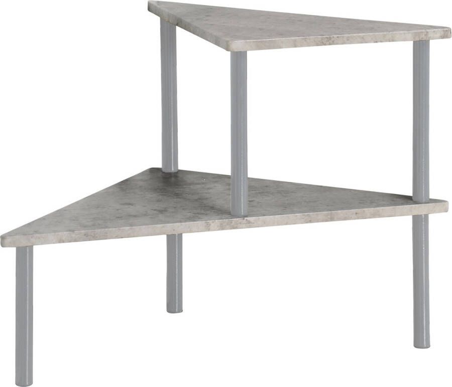 Kesper Keuken aanrecht hoek etagiere 2 niveaus hout metaal rekje 53 x 38 x 38 cm grijs Keukenhulphouders