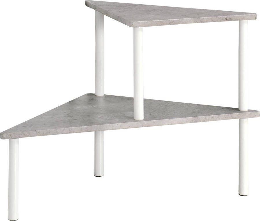 Kesper Keuken aanrecht hoek etagiere 2 niveaus hout metaal rekje organizer 53 x 38 x 38 cm wit