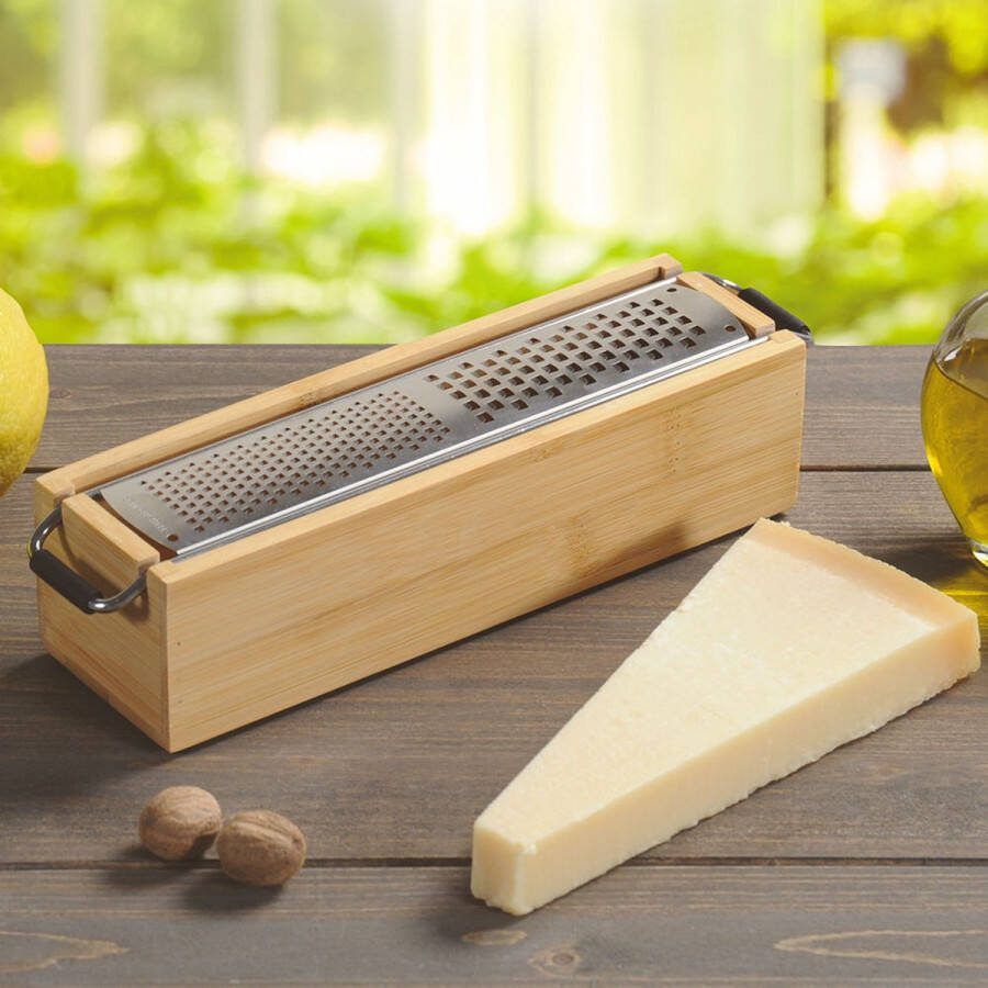 Kesper Parmezaanse Kaas Rasp met FSC Bamboe Opvangbakje Kaasrasp Afm: 25 x 6.2 x 5.6 Cm