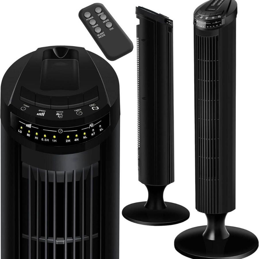 Kesser Mobiele Airco Zonder Afvoer Mobiele Airco voor Slaapkamer Draagbaar Ventilator met Afstandsbediening en Timer Zwart