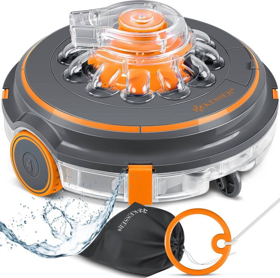 Kesser Zwembadrobot accu Aqua-9000 incl. transporttas Stofzuiger voor zwembaden tot 80m² Li-Ion accu max. 75 min Zwembadreiniger snoerloze zwembadstofzuiger vloerreiniging volautomatische vloerstofzuiger Antraciet