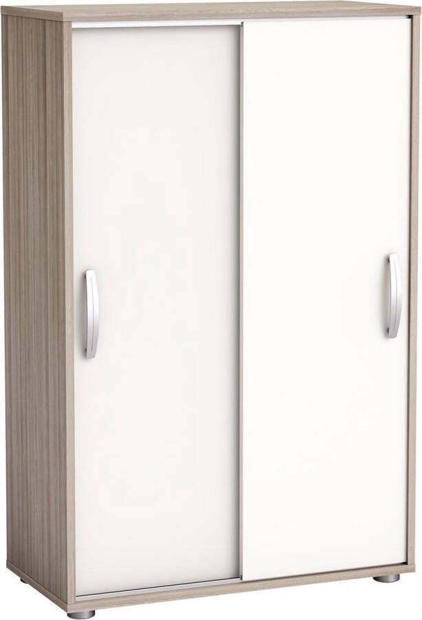 Leen Bakker Kast Nano met schuifdeuren licht eiken wit 105 6x68x32 9 cm