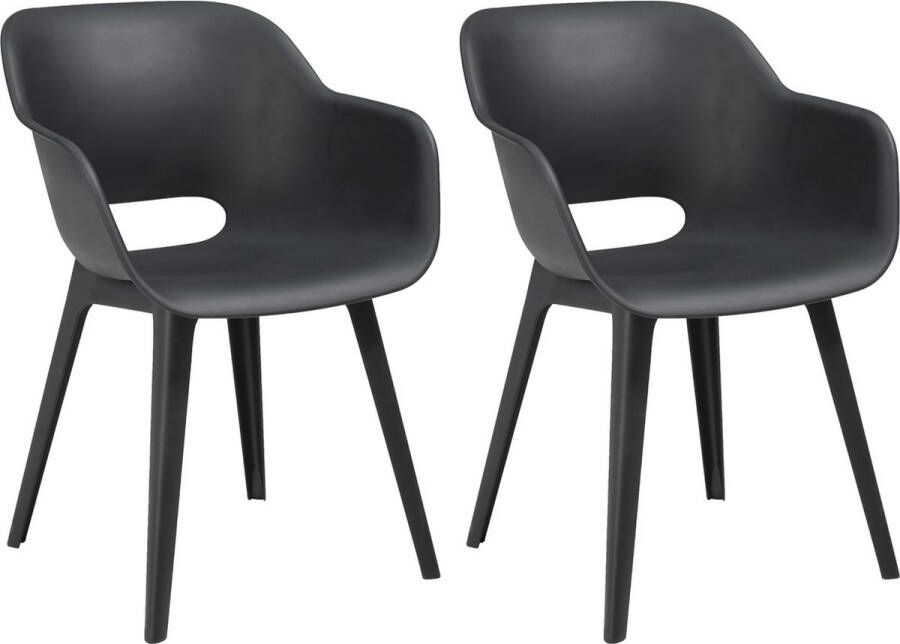 Allibert Akola Tuinstoelen 2 Stuks -56 5x55x80cm Donkergrijs