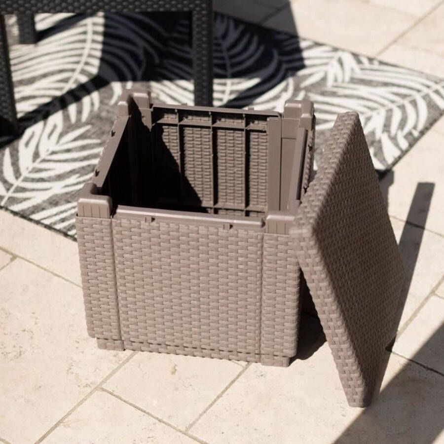 Allibert Cube multifunctionele voetenbank cappuccino met kussen