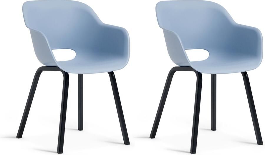 Keter Noa Tuinstoel 2 stuks 55x56 5x80cm metalen frame Blauw Gerecycled Kunststof