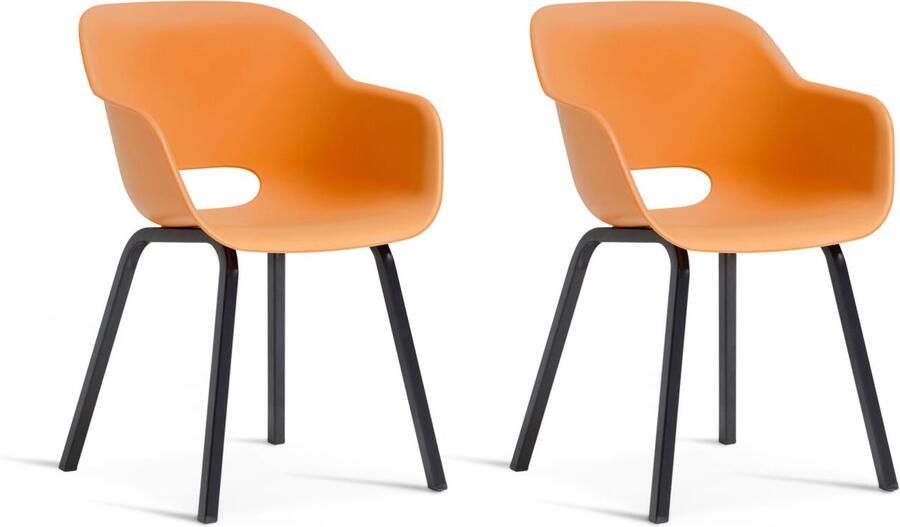 Keter Noa Tuinstoel 2 stuks 55x56 5x80cm metalen frame Oranje Gerecycled Kunststof