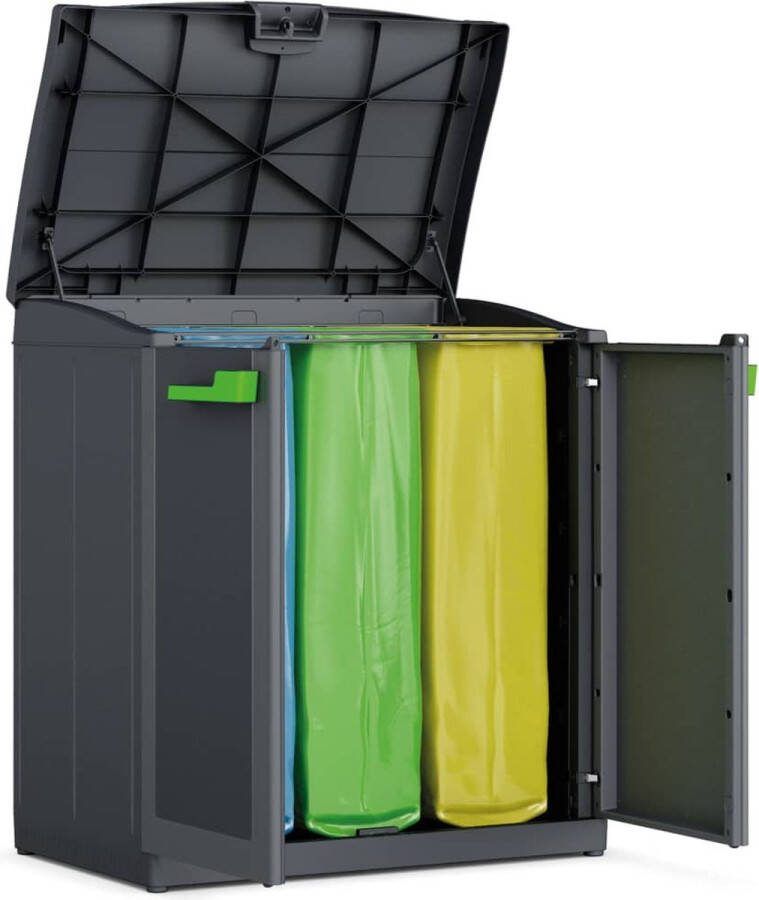 Keter Recyclingkast Moby Compact Recycling System 100 cm grafietgrijs