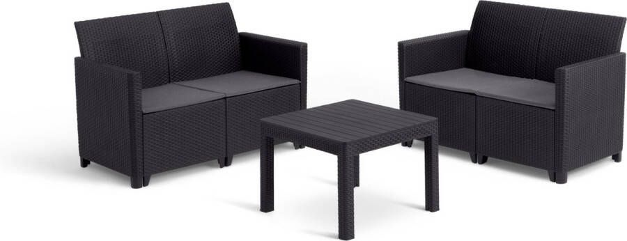 Keter Marie Essential Loungeset + Orlando Tafel 4 Personen Antraciet