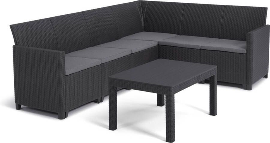 Keter Marie Hoek Loungeset Met Orlando Tafel 6 Personen Antraciet