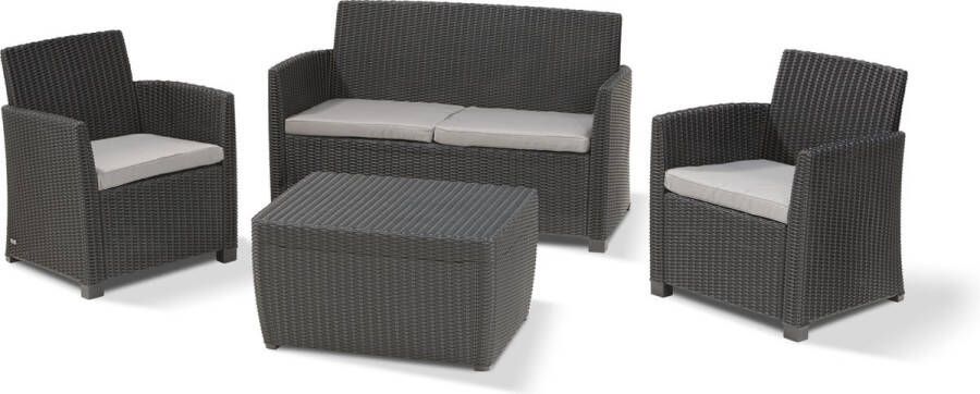 Keter 4-delige Wicker Balkon Loungeset Mia + Opbergbox 4 Personen