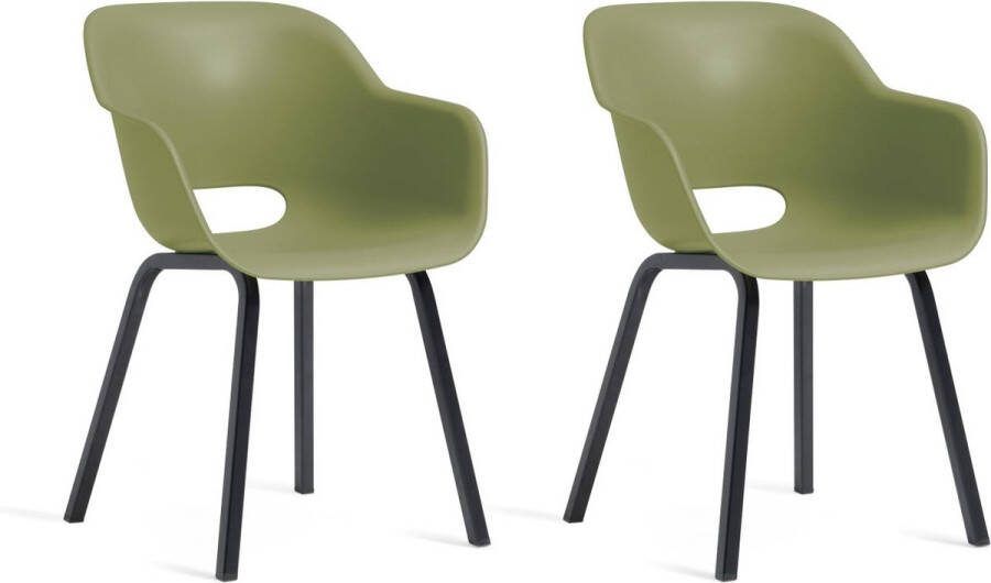 Keter Noa Tuinstoel 2 stuks 55x56 5x80cm metalen frame Groen Gerecycled Kunststof
