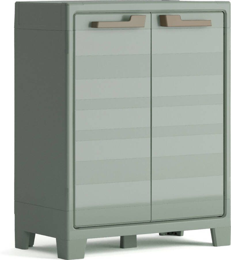 Keter Planet Outdoor Opbergkast laag 1 plank 44x80x100cm Lichtgrijs Zwart