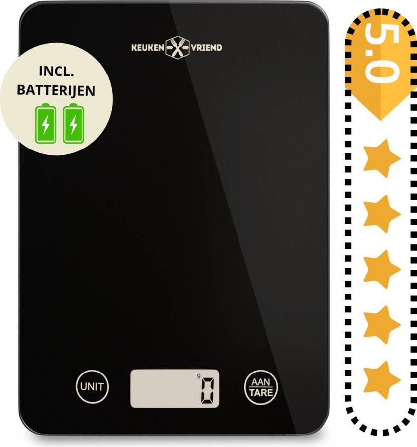 Keukenvriend © Keukenweegschaal Digitale keukenweegschaal EXTRA BATTERIJEN CADEAU! Kitchen scale Weegschaal Keuken Inclusief batterijen Tare Tarra Functie -Digitaal Nauwkeurig Nederlands merk