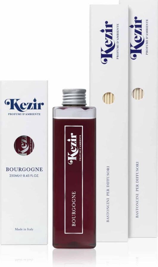 Kezir Bourgondië Navul fles Italiaanse natuurlijke parfum voor in huis diffuser 250 ml