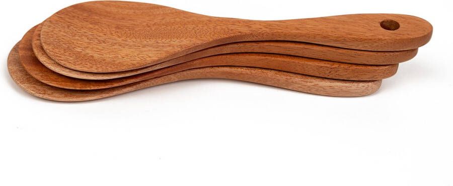 Khaya Woodware Khaya houten rijstlepel voor opscheppen kookgerei set van 2