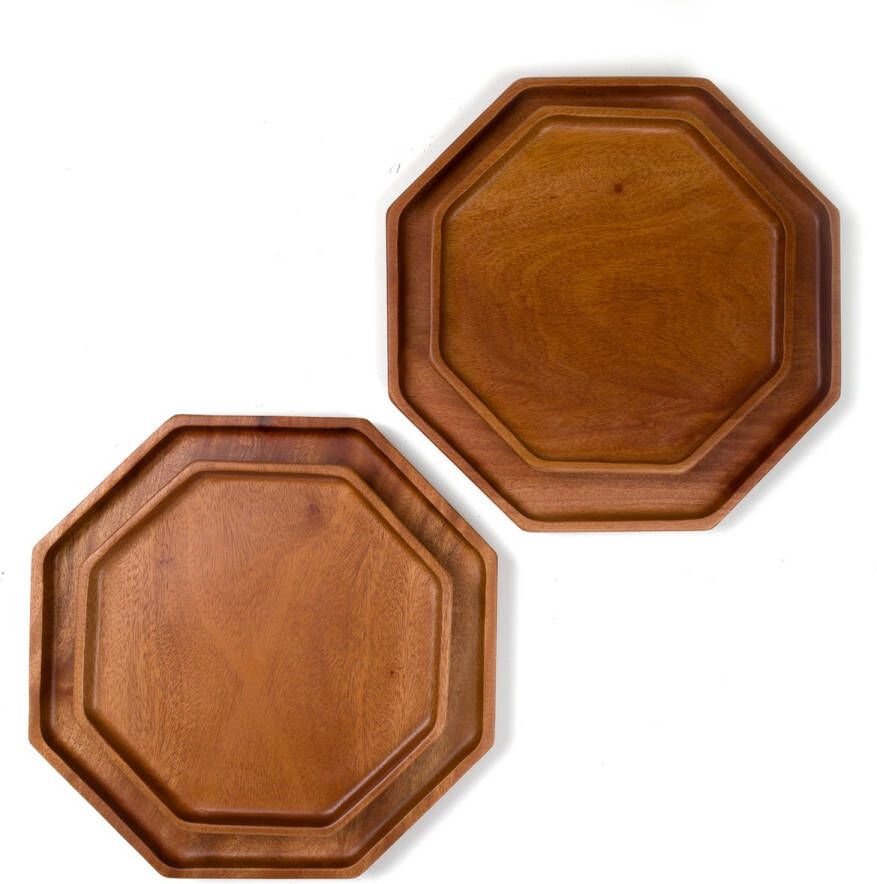 Khaya Woodware Khaya octagon houten dinerbord duurzaam eco-vriendelijk handgemaakt