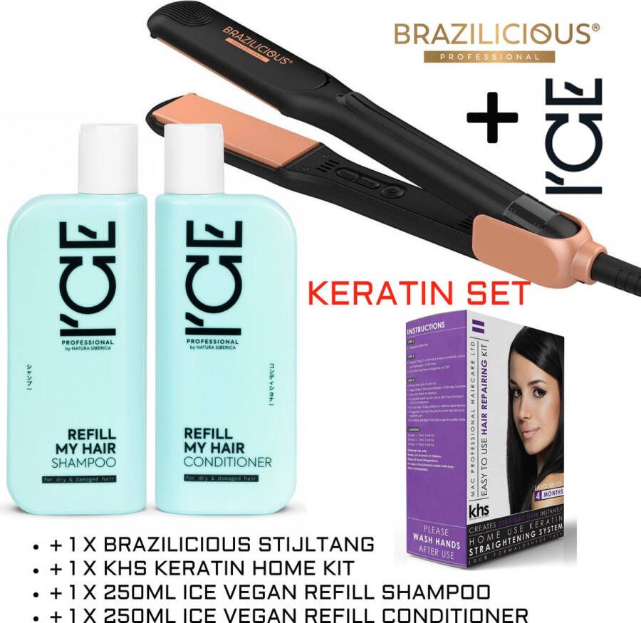 KHS KERATIN SET Stijltang 48K Therapy 250 º + Keratin Kit + Naverzorging