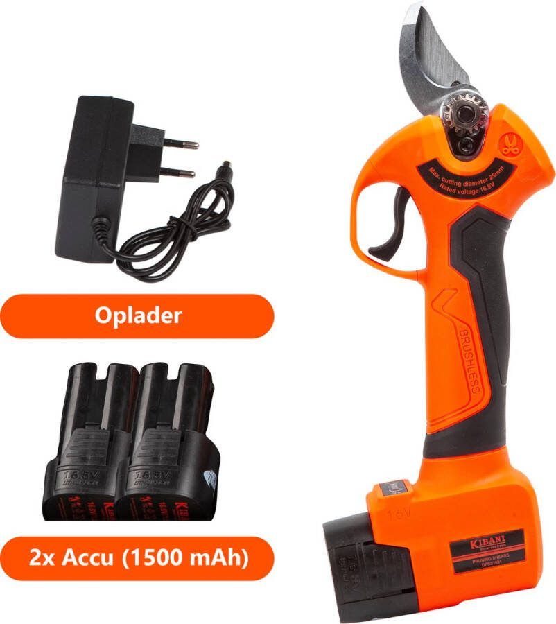 Kibani Accu Takkenschaar met extra 1500mAh Accu Elektrische Snoeischaar Bloemenschaar Electrisch Klein Op Accu 25 mm